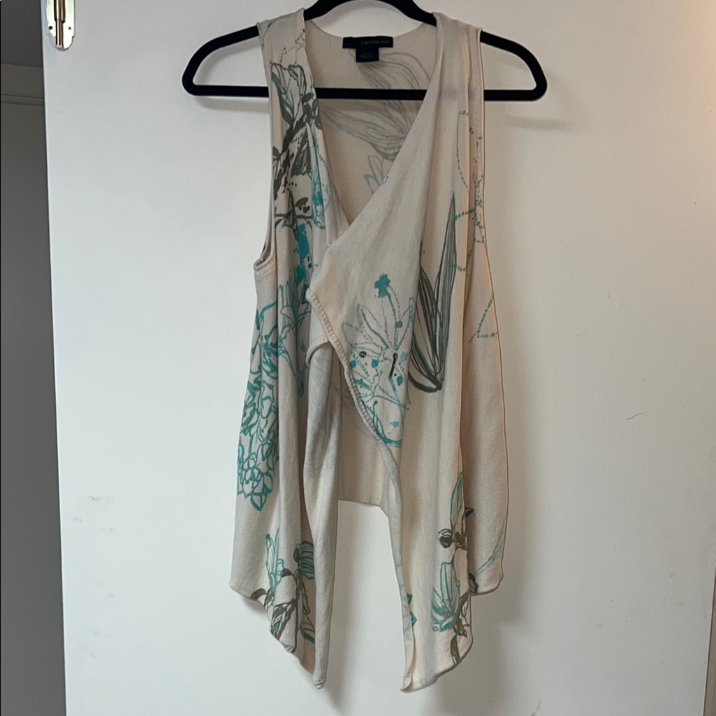 Calvin Klein Jeans Cream Asymmetrical Wrap Blouse